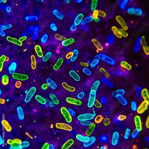 Obraz Colorful microscopic bacteria