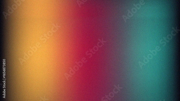 Obraz Vibrant rainbow, orange blue teal white psychedelic grainy gradient color flow wave on black background, music cover dance party poster design.
