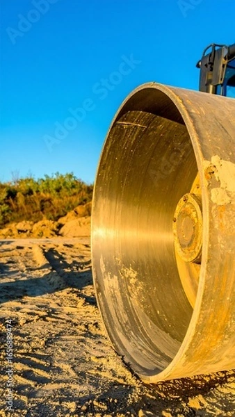 Obraz Construction roller on sandy ground