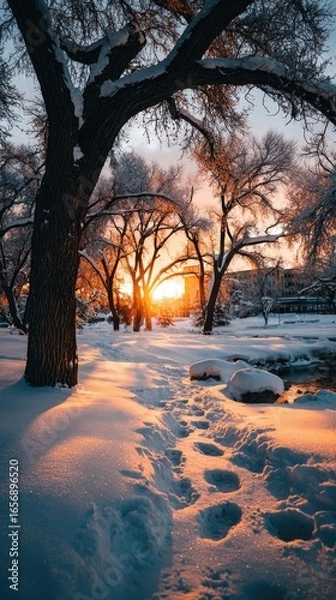 Fototapeta Winter Path Sunset
