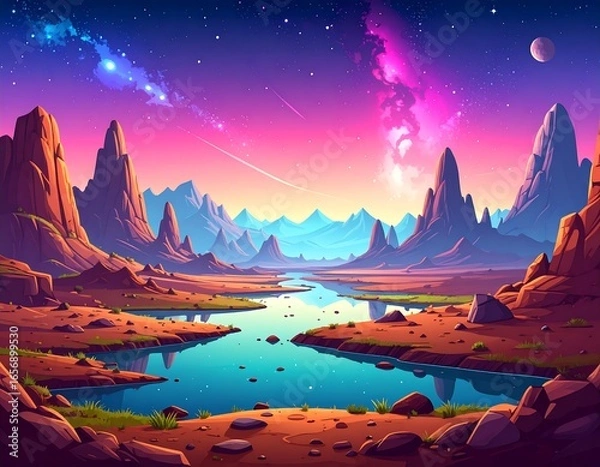 Obraz Cosmic desert valley panorama