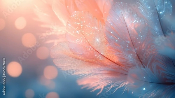 Fototapeta Delicate feathers in soft light nature abstract serene environment view ethereal concept