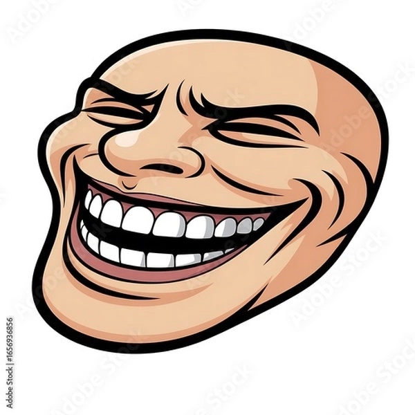 Fototapeta Internet Troll Face Smiling Sarcastically a Vector Illustration for Digital Communication and Humor Based Content