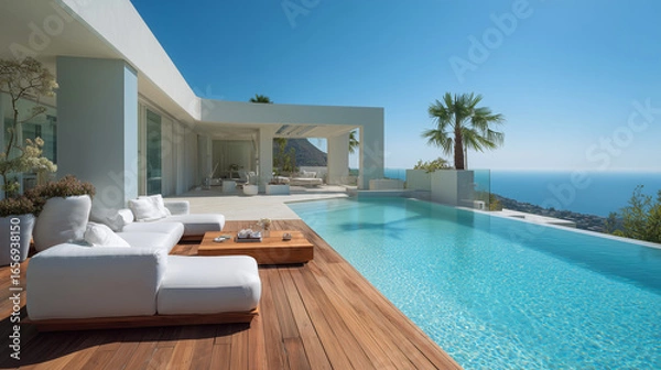 Obraz Luxury modern villa with infinity pool and ocean view