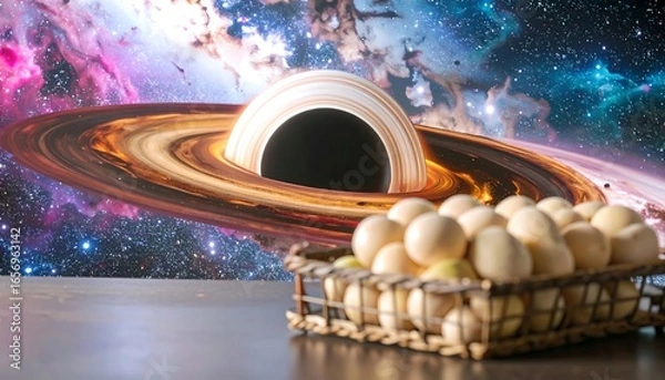 Obraz Eggs in space, cosmic background