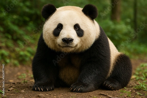 Fototapeta Beautiful giant panda in the forest, AI Generation