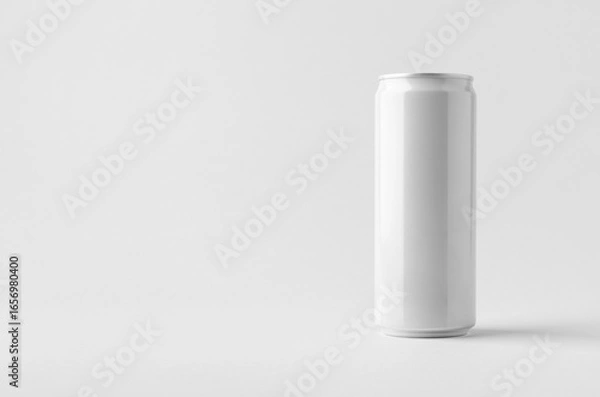 Fototapeta Slim soda energy drink beverage can mockup with blank copyspace