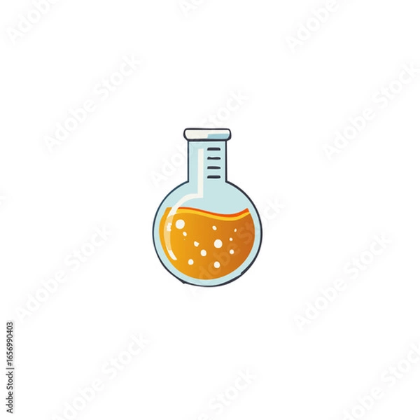 Fototapeta Cartoon Illustration of Round Bottom Flask with Bubbles and Liquid for Science Education