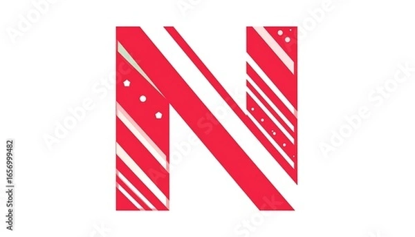 Fototapeta A stylized letter N design with candy cane stripes.