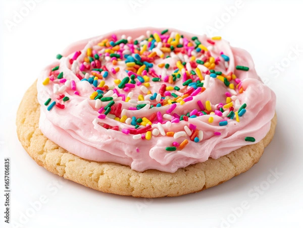 Fototapeta birthday cake crumbl cookie isolated on white background