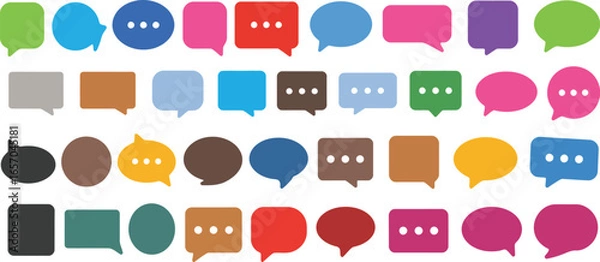 Fototapeta A diverse collection of speech bubble icons in various shapes and colors, perfect for design projects
