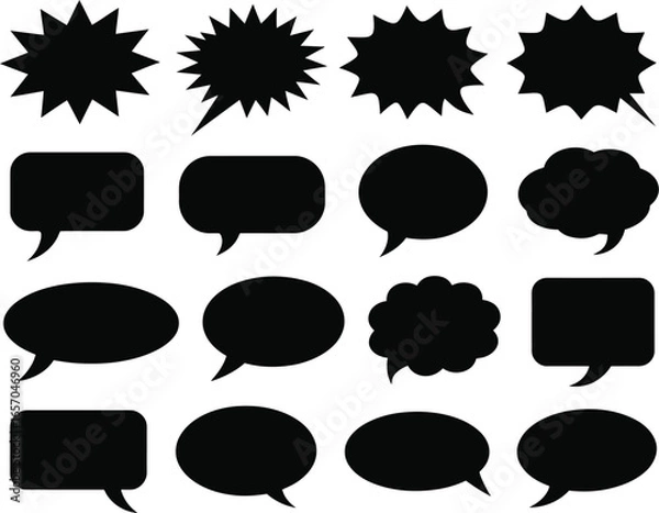 Fototapeta Diverse Black Speech Bubbles on White Vector Set for Communication