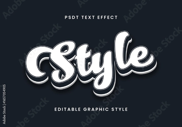 Fototapeta White And Black Flat Script Font Bold 3D Decorative Text Effect