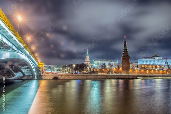 Obraz Stunning night view of Kremlin in the winter, Moscow, Russia