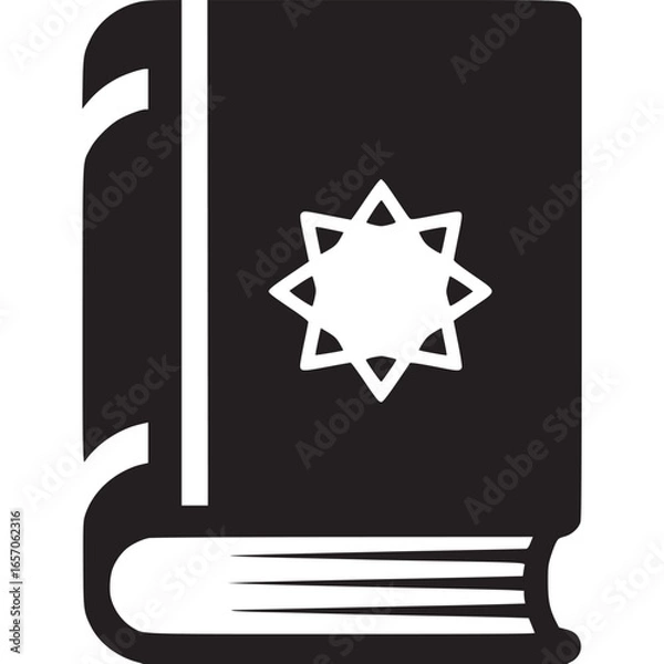 Obraz Closed book with star symbol isolated on white background, representing knowledge, education, and the power of literature