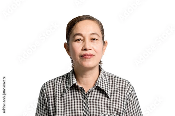 Obraz portrait of a mature woman. Isolated on white background with copt space and clipping path