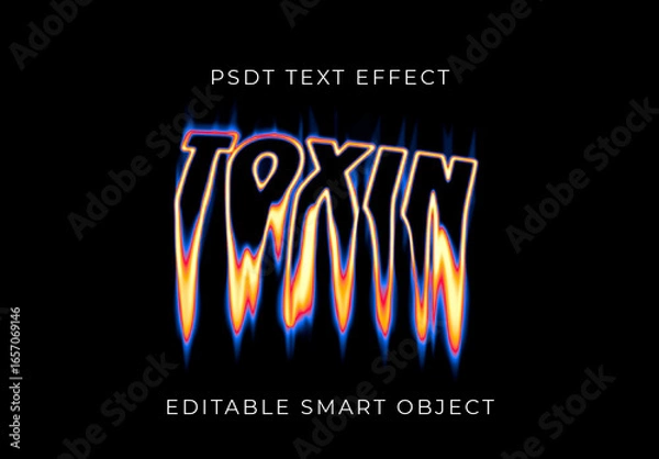 Fototapeta Yellow And Blue Toxic Font Melt Distorted Blazing Text Effect