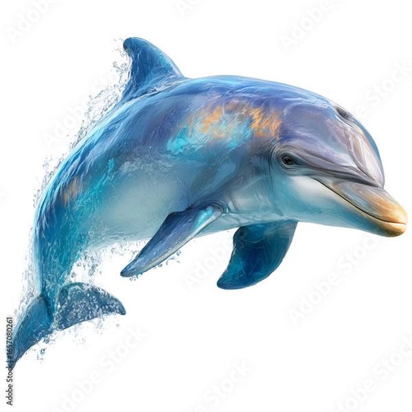 Fototapeta realistic dolphin swimming in crystal clear water
