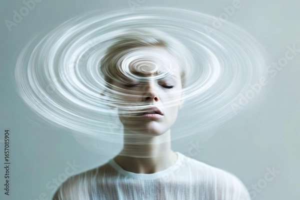 Fototapeta Concussion focus: cerebral harm, cranial strike, neural disruption, brain disorder, skull blow, cognitive decline, memory problem, sensory change, motor weakness, mental strain, head condition trauma 