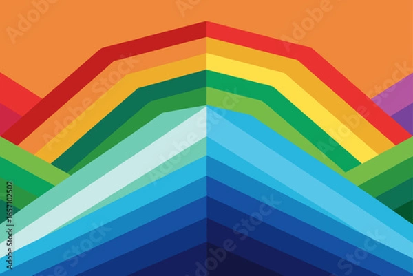 Obraz Vibrant Rainbow Mountains Abstract Geometric Art