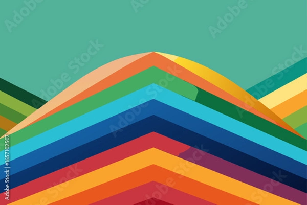 Obraz Vibrant Rainbow Abstract Landscape Colorful Geometric Mountain Design
