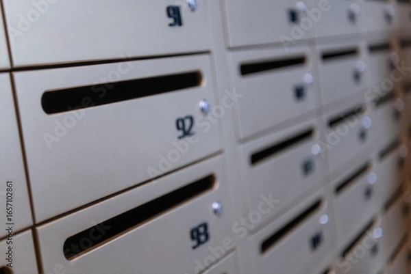 Fototapeta Mailboxes for letters. Modern mailboxes with numbers