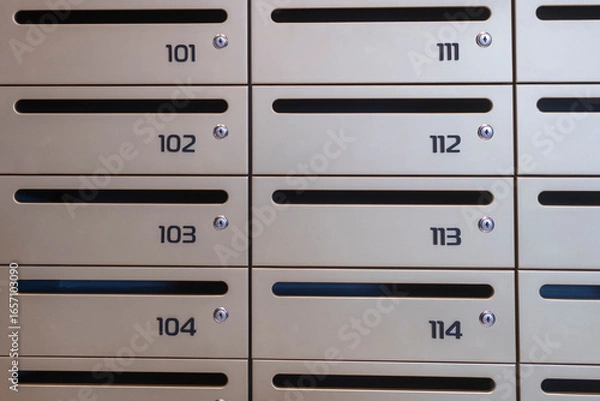 Fototapeta Mailboxes for letters. Modern mailboxes with numbers