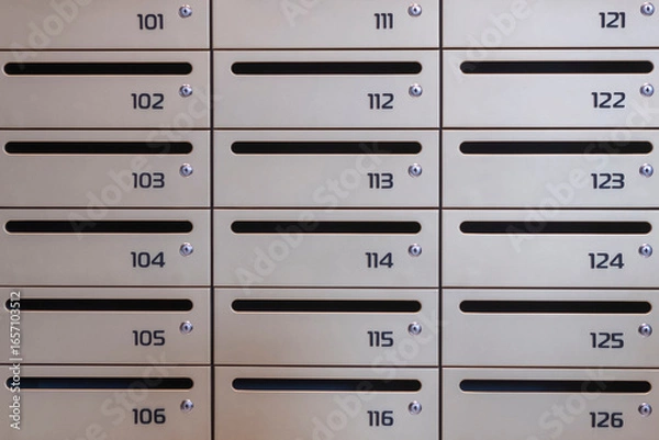 Fototapeta Mailboxes for letters. Modern mailboxes with numbers