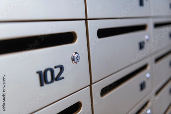 Fototapeta Mailboxes for letters. Modern mailboxes with numbers
