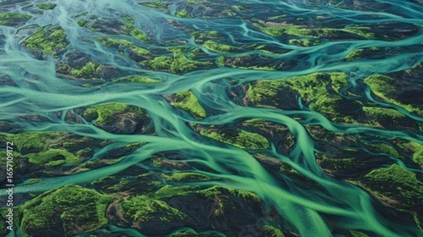 Obraz Aerial View of a Serene River Delta in Iceland