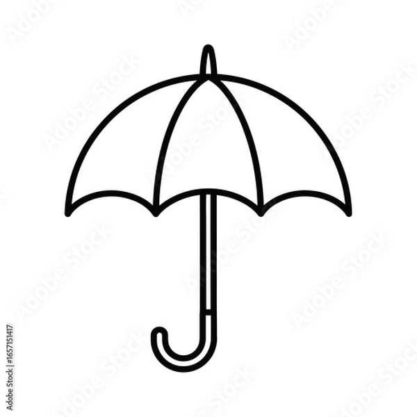 Fototapeta Single Umbrella Outline on a White Background for Weather or Protection Icon