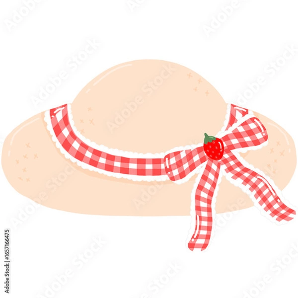 Obraz Vintage Style Hat with Red Gingham Bow