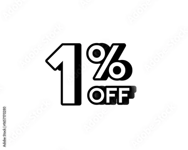 Obraz Minimalist sale banner with bold white text 1% OFF discount promotion on transparent background . Perfect for online shop ads, marketing campaigns, e-commerce banners, social media promotion