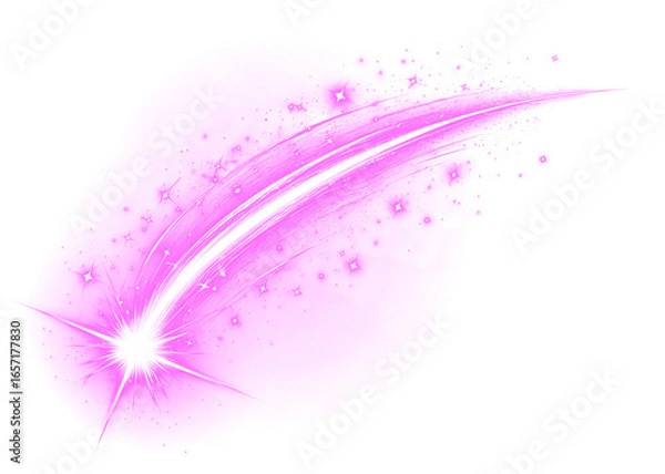 Fototapeta Explosion of Bright Light Trails and Sparkles in Vibrant Pink Isolated on a transparent background