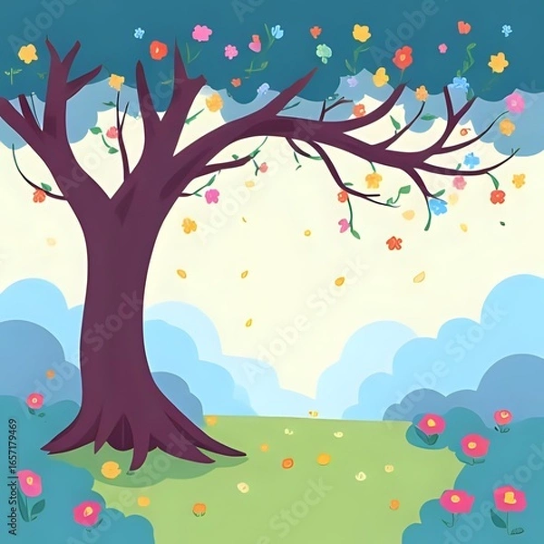 Fototapeta spring tree with flowers