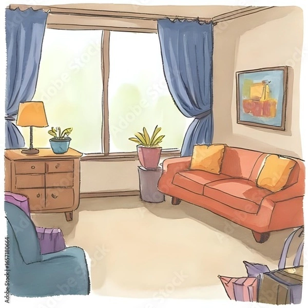 Fototapeta living room interior with fireplace