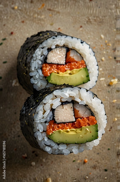 Fototapeta Sushi Roll with Avocado