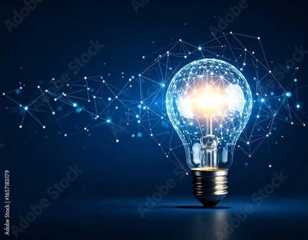 Obraz Glowing Idea Bulb Network Concept.