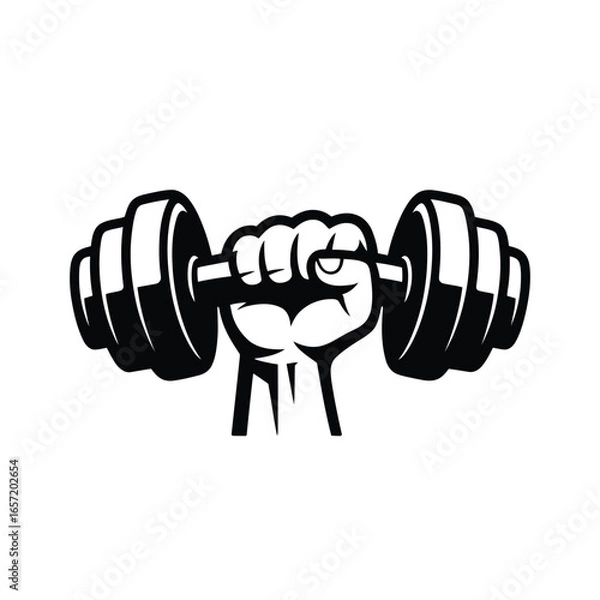 Obraz Strong Hand Gripping Heavy Dumbbell Fitness Icon Graphic