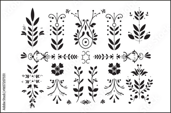 Fototapeta Black Logo Silhouette Set | Minimalist Logo Bundle | Modern Premade Branding Kit