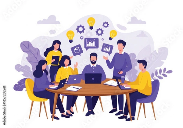 Fototapeta Business team collaborating on a project during a meeting