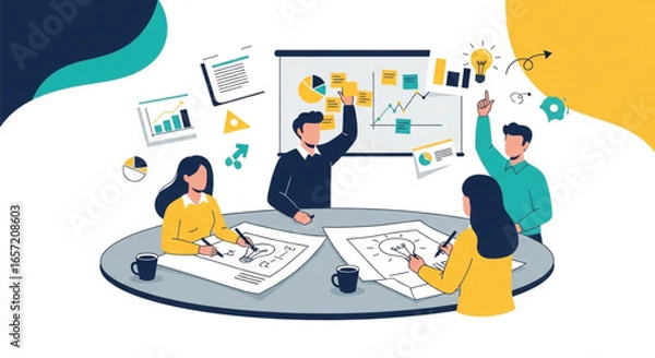 Fototapeta Business team collaborating on a strategy and planning session