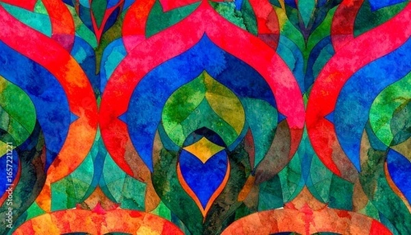 Obraz Vibrant abstract pattern with intersecting shapes and colors.