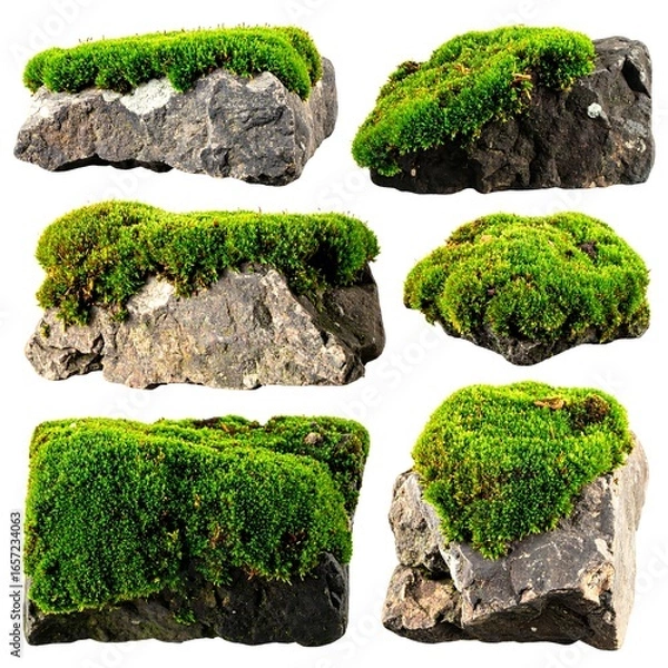 Obraz Moss-covered rocks isolated
