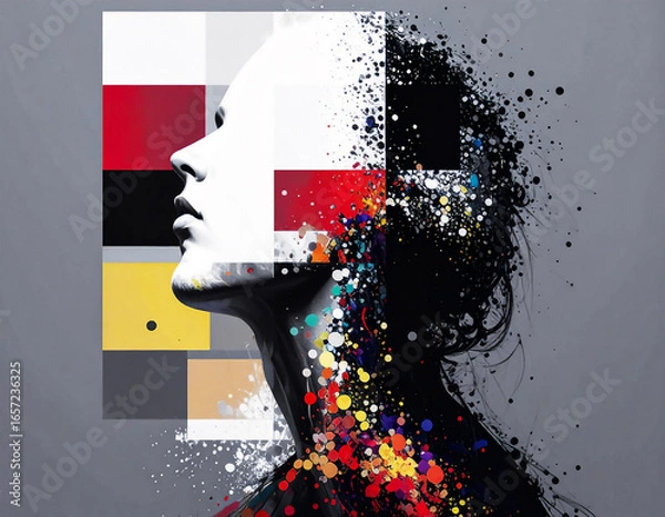 Fototapeta 連続する時間軸が不規則に巻き戻ったり飛び越えたりする視覚表現。時間の直線的概念を否定する哲学的視点を持つ時空の綻びとしてのノイズ