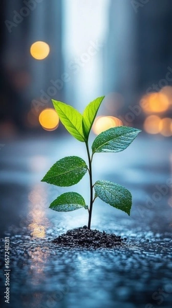 Obraz Sprout Growing in Urban Environment