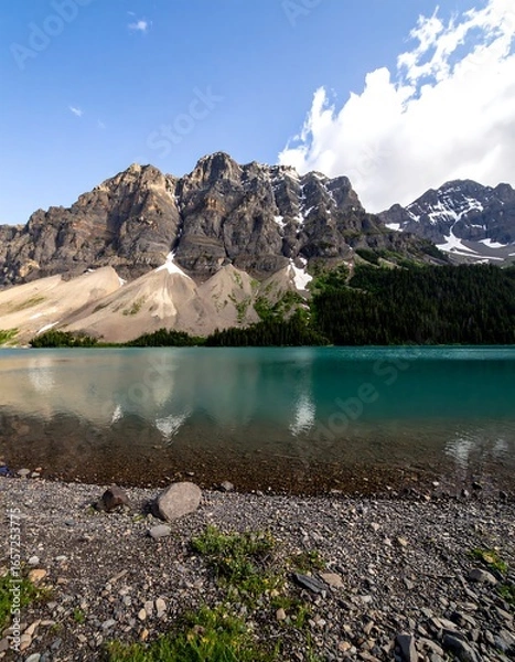 Obraz Mountain lake reflecting a blue sky