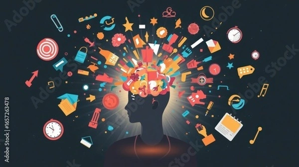 Fototapeta The ADHD Brain: A Symbolic Representation of Neurodivergence