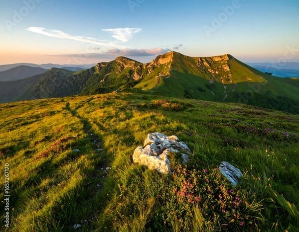 Obraz Mountain meadow sunrise