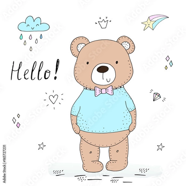 Obraz vector card with cute bear. vector print